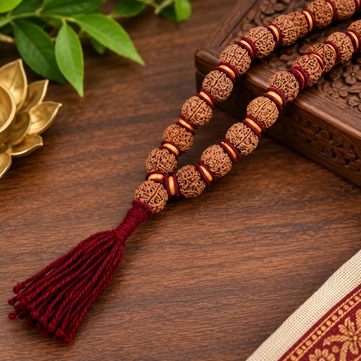 Rudraksha Mala Red Thread