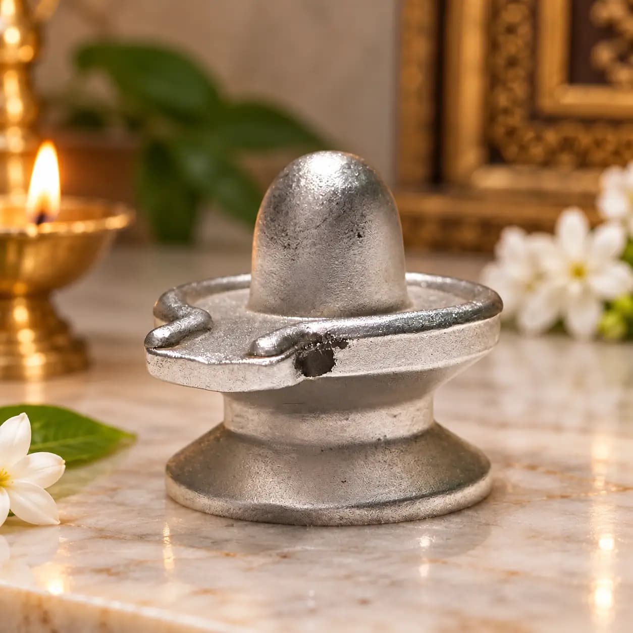Silver Shiva Lingam Puja Idol