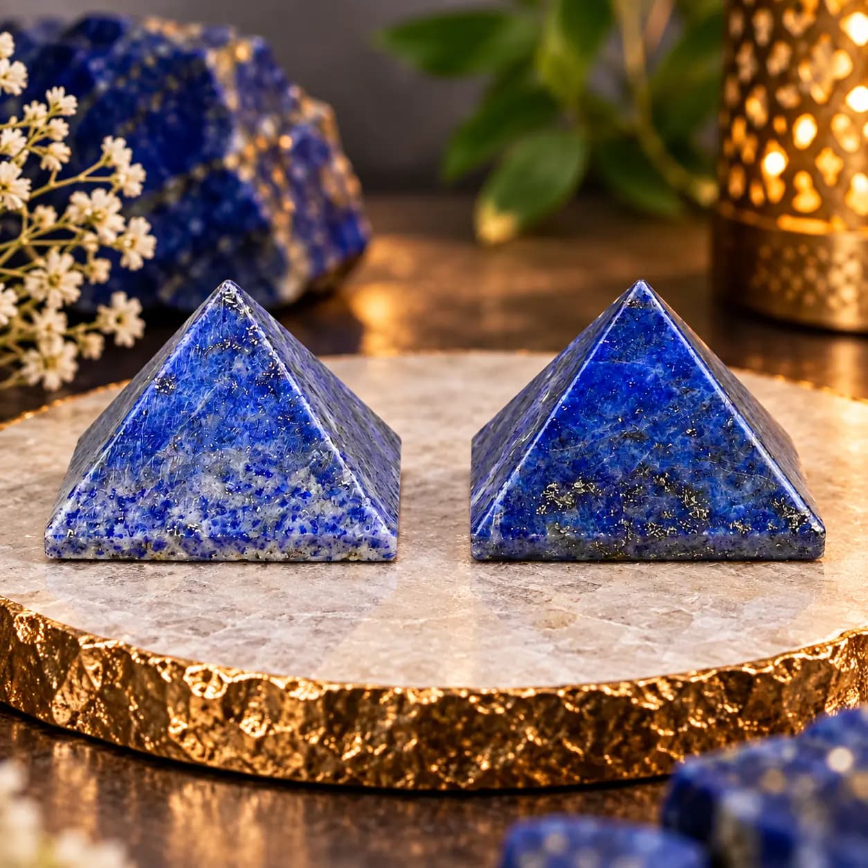 Lapis Lazuli Crystal Pyramid Set (2 Pieces)