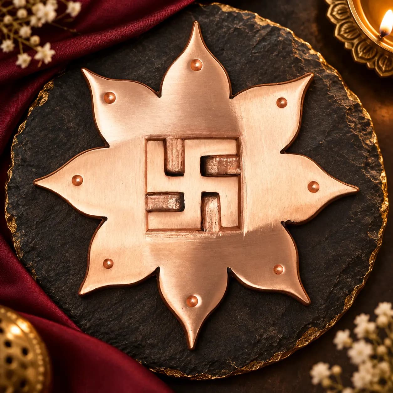 Copper Swastik Yantra Wall Decor