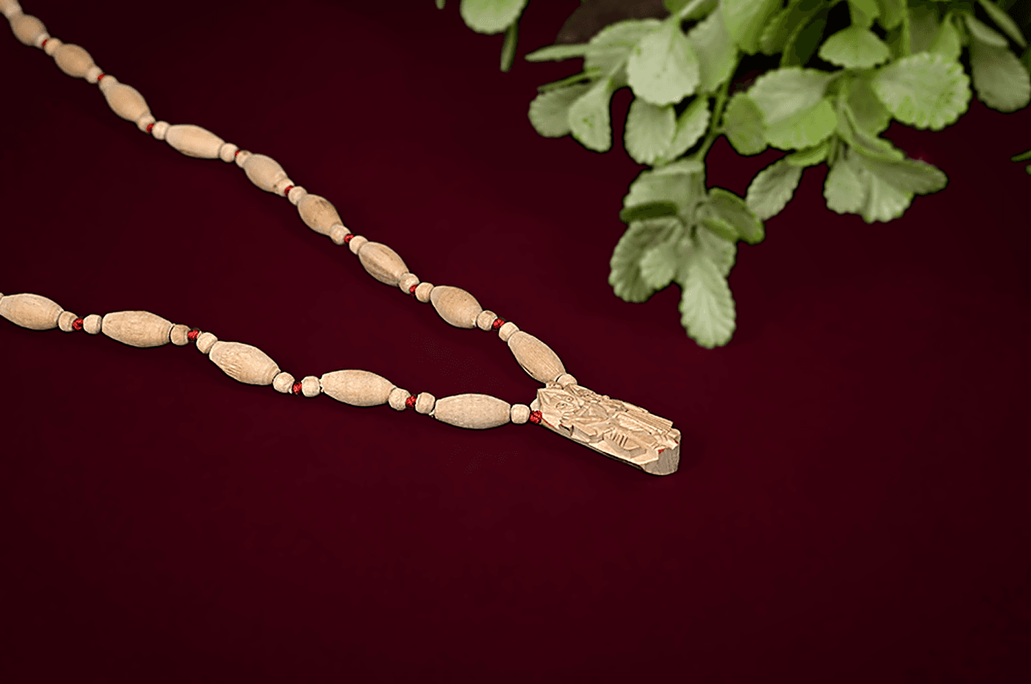 Sita Rama Engraved Tulsi Beads Mala