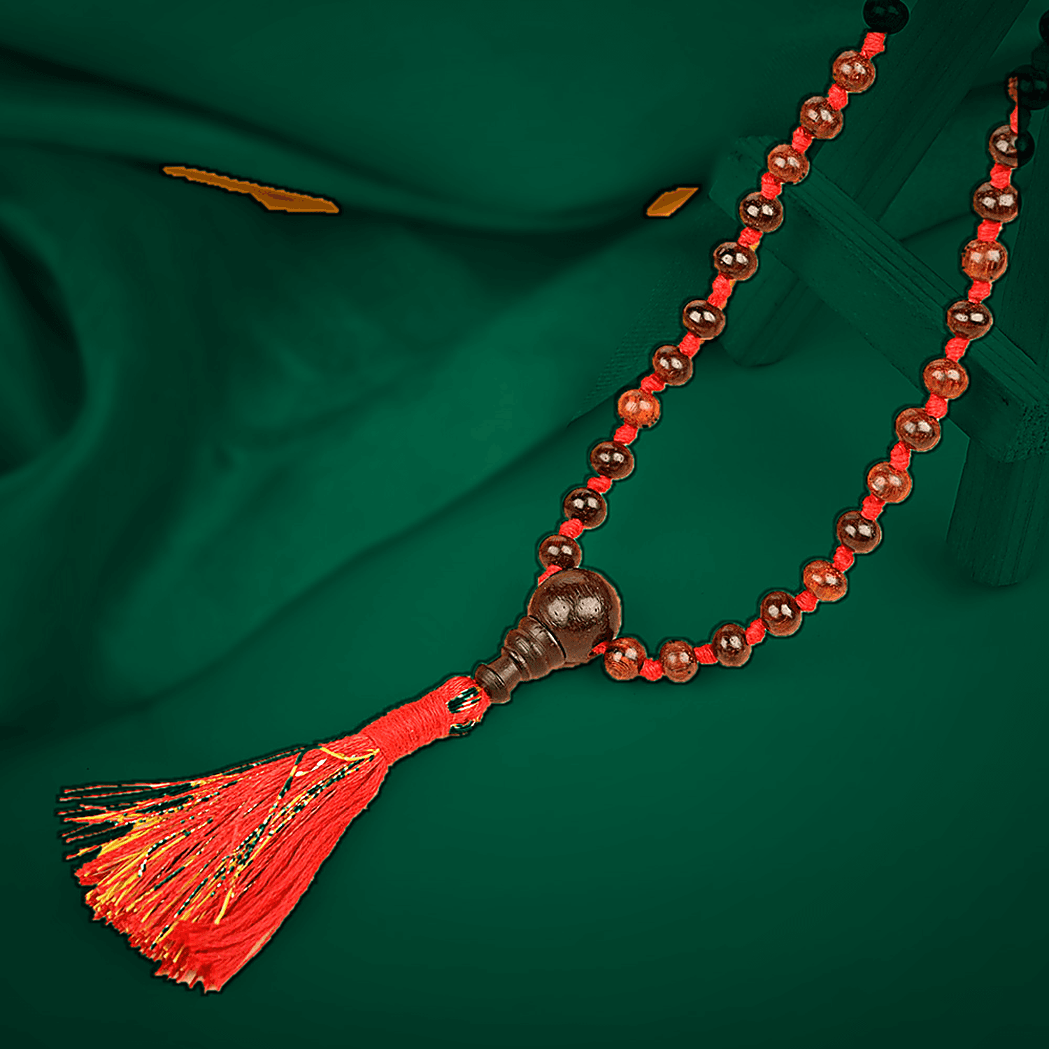 Red Sandalwood Mala Elliptical Beads