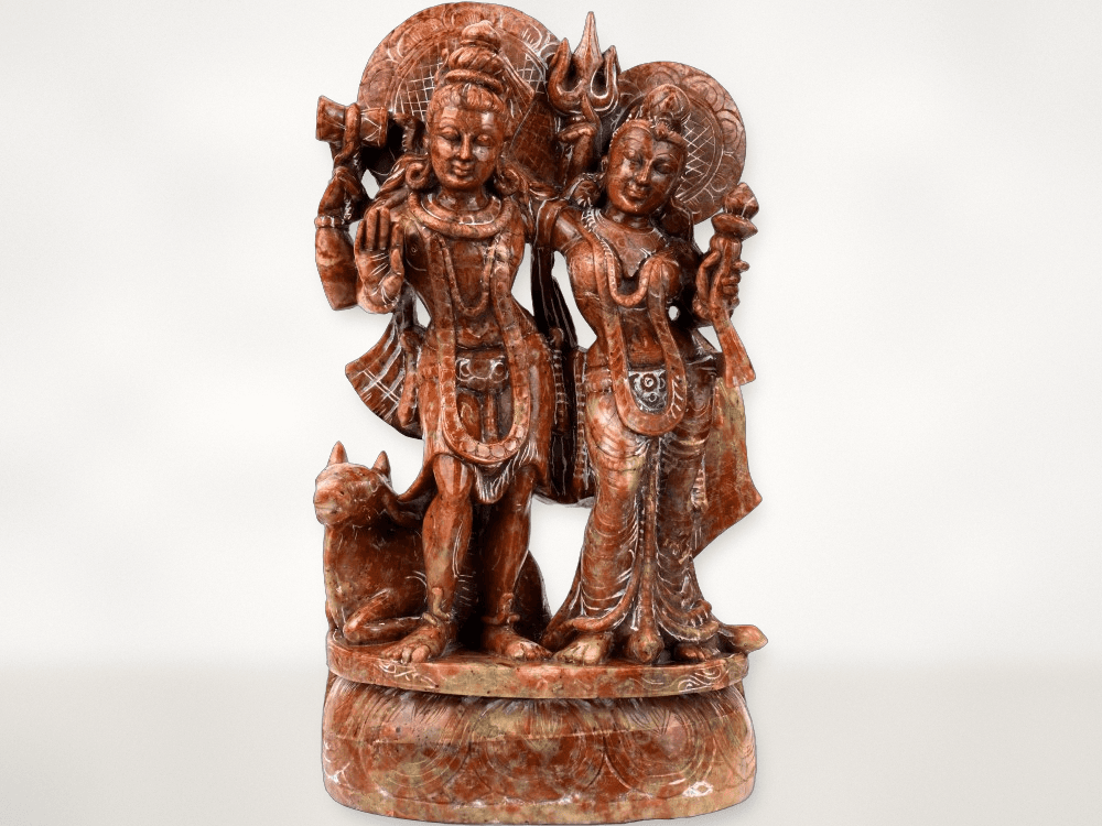 Shiva Parvati Red Aventurine Idol