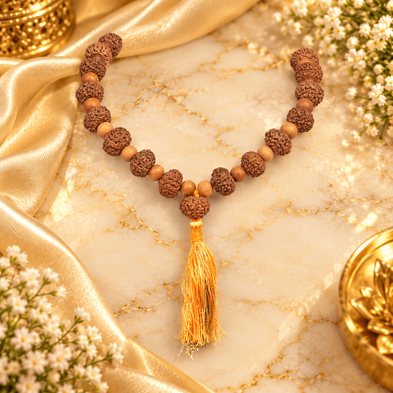 9 Mukhi Rudraksha x Sandalwood Mala