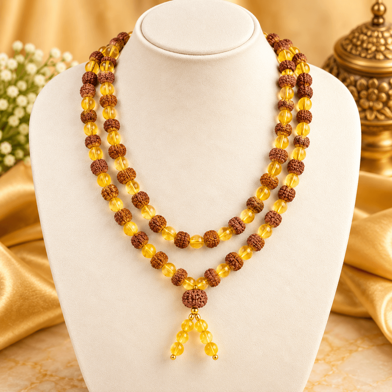 12 Mukhi Rudraksha Silver Plain Caps Mala