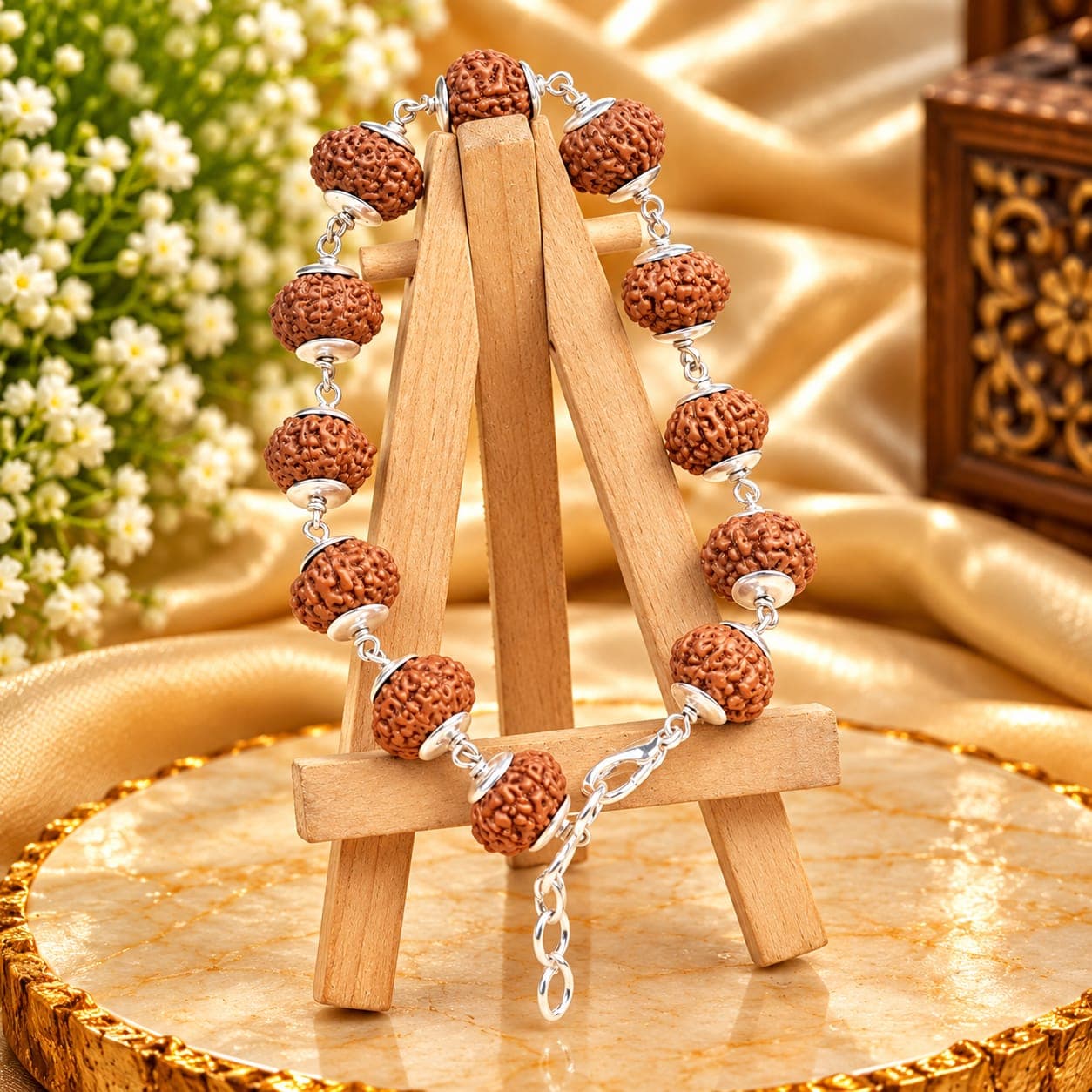 10 Mukhi Rudraksha Adjustable Bracelet