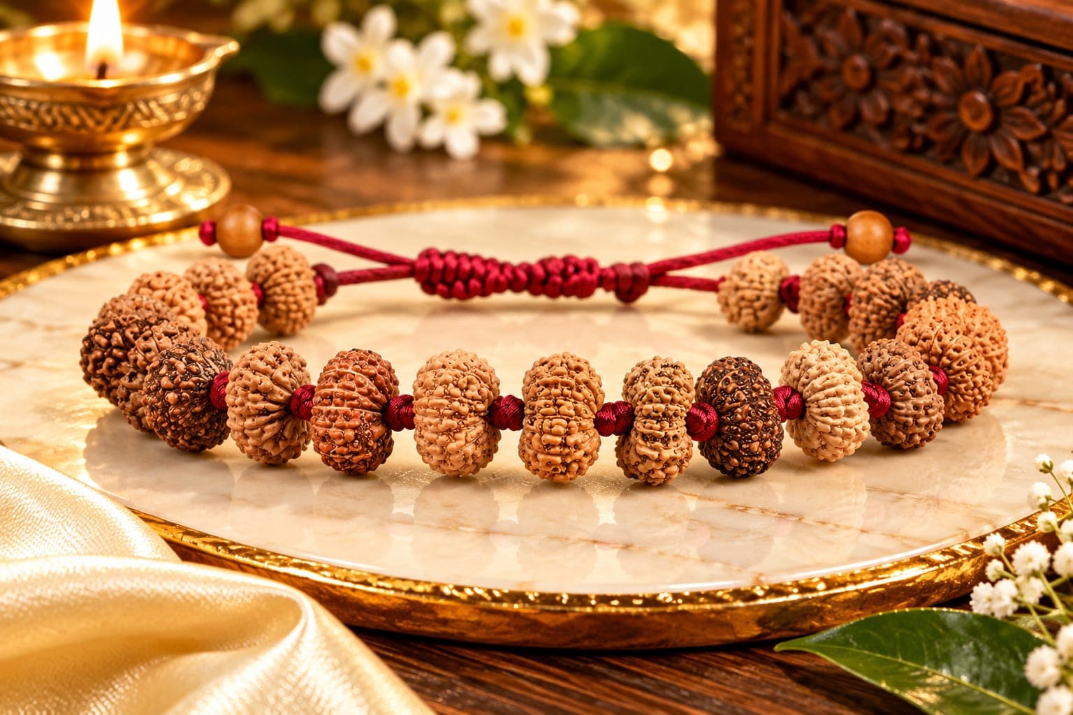13 Mukhi Rudraksha 925 Silver Plain Caps Bracelet