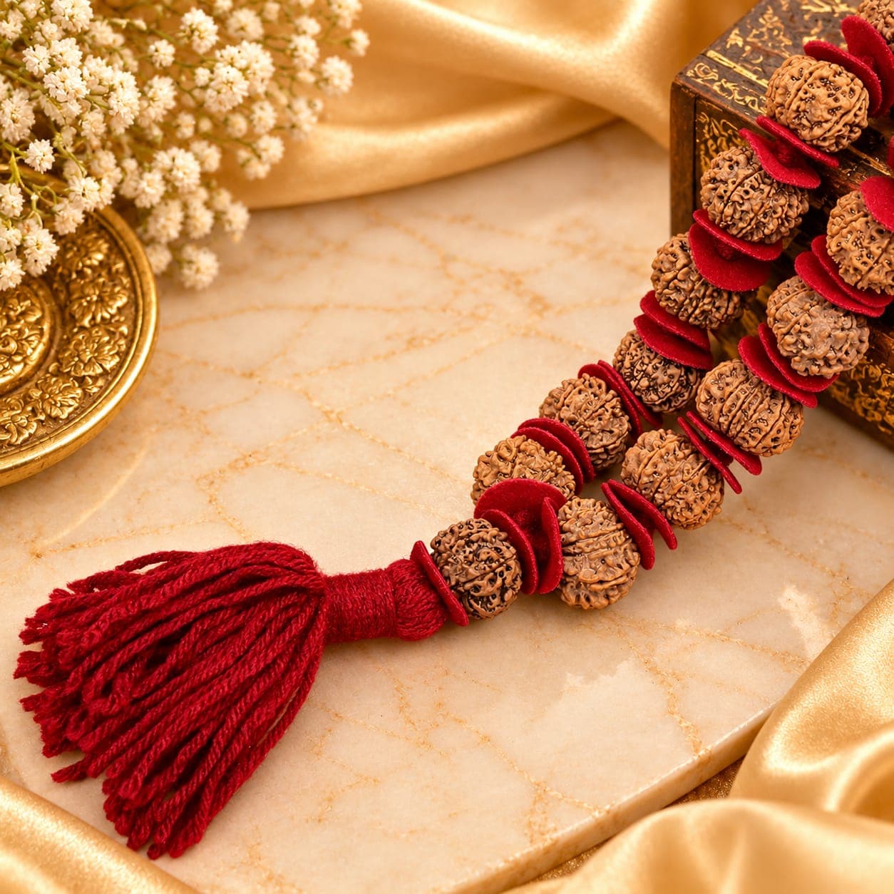 14 Mukhi Rudraksha 925 Silver Wire Mala